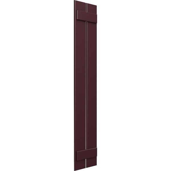 True Fit PVC, Two Board Spaced Board-n-Batten Shutters, Wine Red, 11 1/4W X 79H